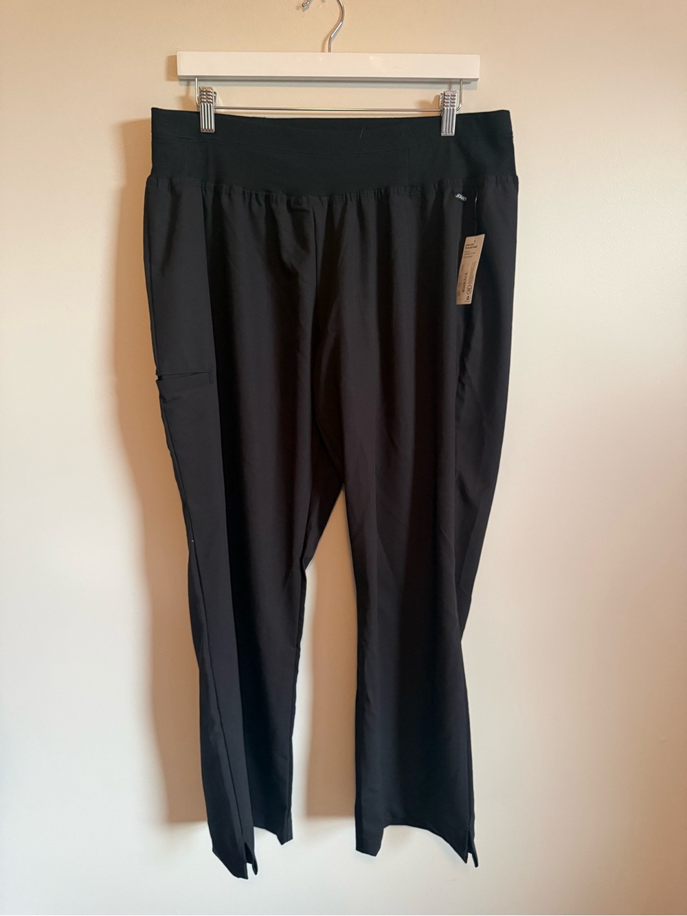 Jockey Black Straight-Leg Pull-On Scrubs with Side Utility Pocket